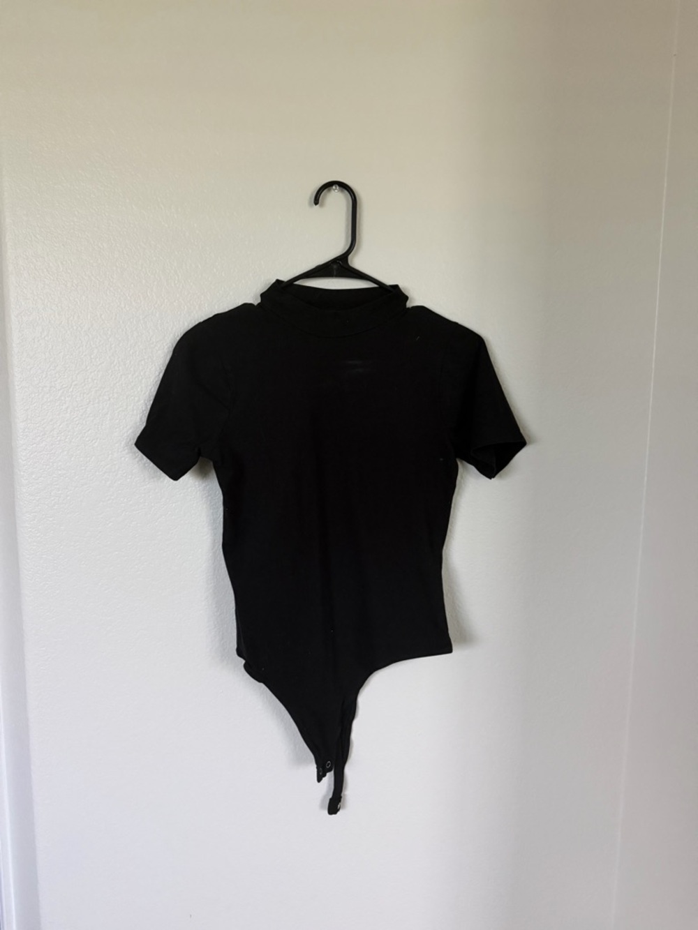 Fashion Nova Black Short Sleeve Mock Neck Bodysuit
